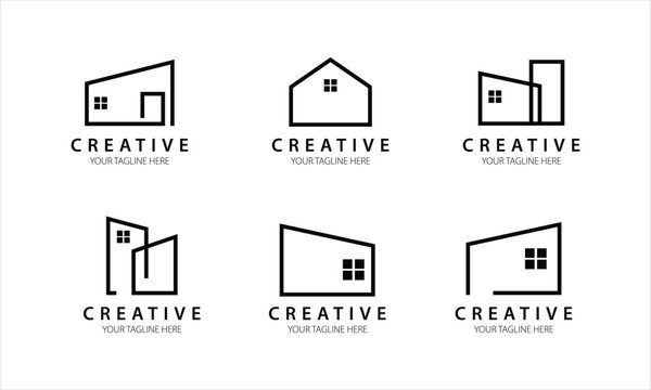 Set of minimalist house logo design. Minimalist bundle logo