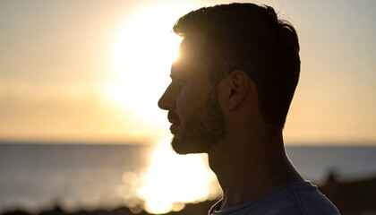 Profile of a man at sunset