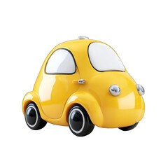 Obraz premium Yellow cartoon car, simple design, glossy finish