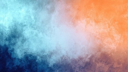 Obraz premium Abstract painting with blended, textured colors. A blend of cool blues and warm oranges