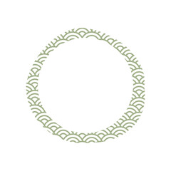 Autumn Japanese Wave Pattern Frame Green