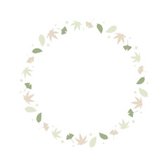 Autumn Japanese Leaf Circle Frame Green