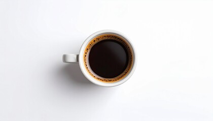 Black coffee with a white cup on a white table