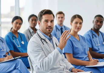 Fototapeta premium Diverse group of medical professionals in a training session