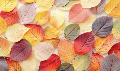 Obraz premium Vibrant autumn leaves background a colorful overhead view of fall season flora