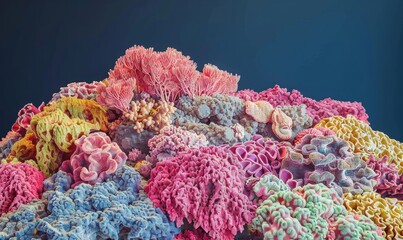 Vibrant coral reef featuring diverse colors and marine life forms