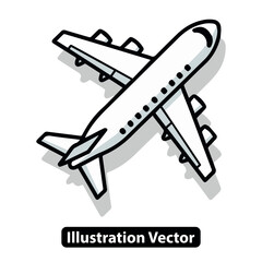 Simple airplane illustration for global travel and air transportation. Vector icon concept.