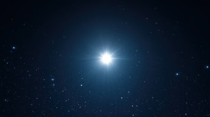 Dramatic Cosmic Scene: Shining Star in Dark Space with Glittering Starfield for Science Visualization