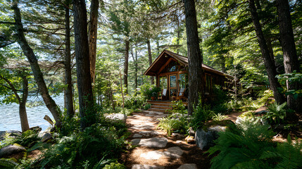 Lakeside cabin, tranquil forest, summer vacation rental