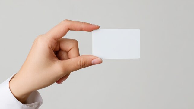 Giving Item. Caucasian Woman Holding Charge Card on White Background Concept