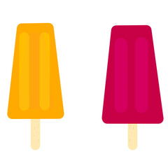 Orange and strawberry popsicles isolated on transparent background clipart. 