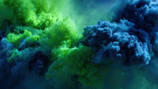 Green Smoke Bombs. Abstract Green Smoke Bombs in Action with Airy Background - Powered by Adobe