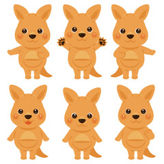 指さしをするカンガルーのキャラクターイラストセット