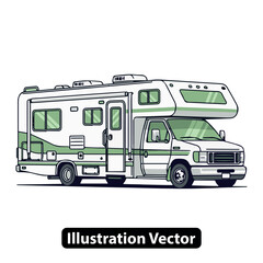 Modern recreational vehicle illustration for road trip adventure and camping lifestyle