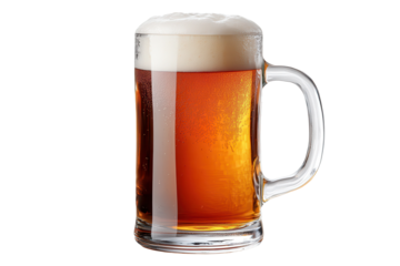 Refreshing glass of beer with foam served on a tray in a relaxed pub setting during evening hours