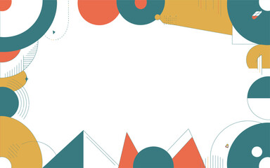 Abstract geometric shapes form a neutral frame on white background