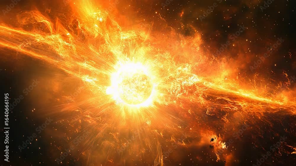 Wall mural exploding star generating huge amount of energy in deep space
