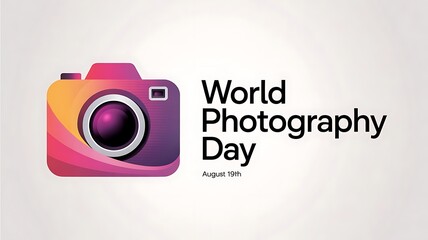 World photography day celebration with a colorful camera illustration