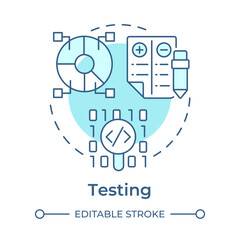 Testing soft blue concept icon. Coding, programming. Balance sheet. Statistical diagram. Round shape line illustration. Abstract idea. Graphic design. Easy to use in infographic, presentation
