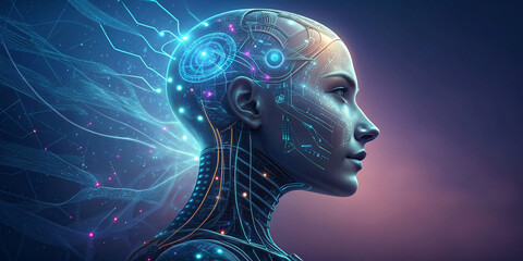 Obraz premium Artificial intelligence in humanoid head