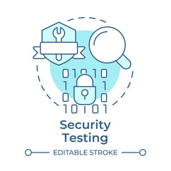 Security testing soft blue concept icon. Access control. Cybersecurity, encryption. Round shape line illustration. Abstract idea. Graphic design. Easy to use in infographic, presentation