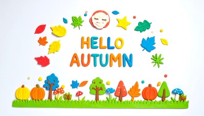 Obraz premium Colorful Autumn scene made of playdough