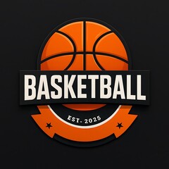 Basketball Club Symbol, Emblem, and Ball Design with Sport Badge