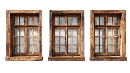 Fototapeta premium Three antique wooden windows