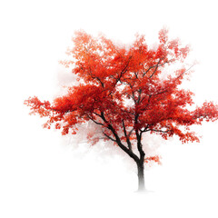 Fototapeta premium Autumnal red tree in a soft, ethereal style