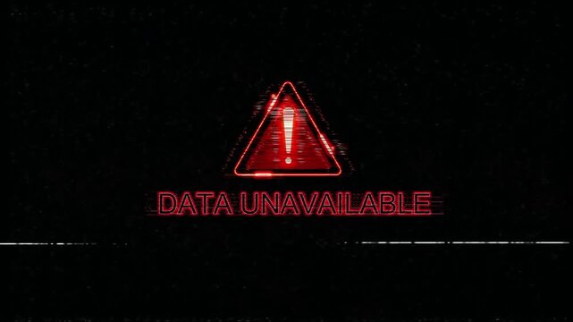 Data Unavailable Text Digital Noise Glitch 4k video, alert warning 