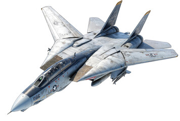 Military jet fighter, gray, angled view