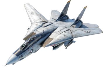 Military jet fighter, gray, angled view