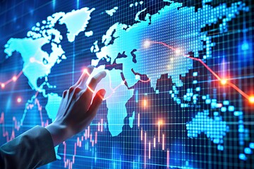 Interactive global finance data visualization on the digital world map