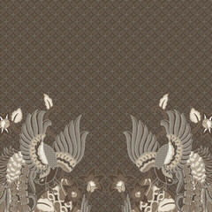 hijab scarf with brown heavenly bird batik motif