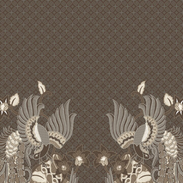 hijab scarf with brown heavenly bird batik motif