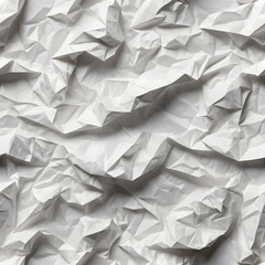 Obraz premium Crumpled white paper texture with dramatic shadows and geometric folds.