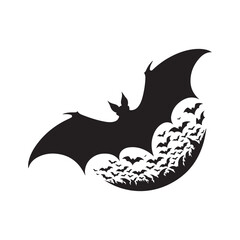 bat flying vector silhouette clip art logo design illustration