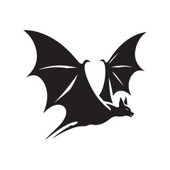 bat flying vector silhouette clip art logo design illustration