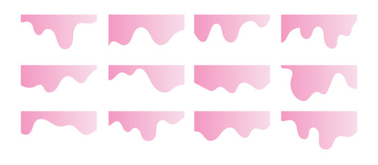 Website border and header set with drops, waves, organic and geometric shapes in black colour. Isolated vector template for website, app, poster, banner. On white background in eps 10.