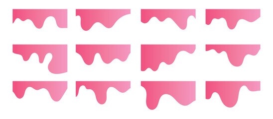 Website border and header set with drops, waves, organic and geometric shapes in black colour. Isolated vector template for website, app, poster, banner. On white background in eps 10.