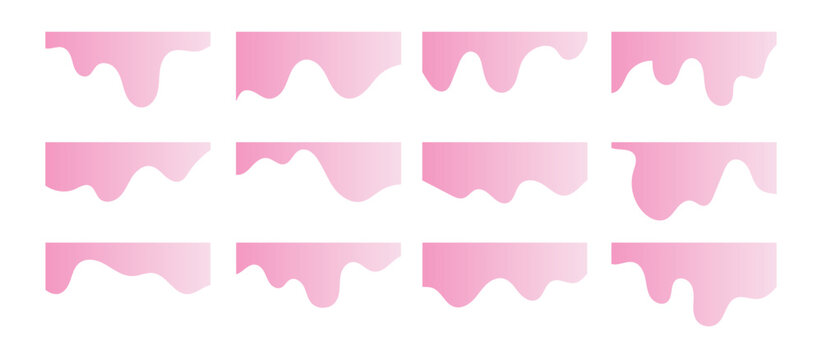 Website border and header set with drops, waves, organic and geometric shapes in black colour. Isolated vector template for website, app, poster, banner. On white background in eps 10.