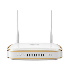 White wireless wifi router with antenna isolated on transparent background