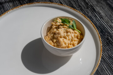 Bulgur in sauce in a cafe. 