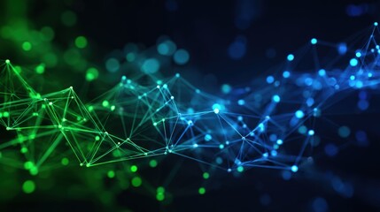 Abstract Network Connection with Blue and Green Gradient, Representing Data Communication and Technological Advancement