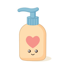 Skin lotion or cream isolated on white background. Skin care cosmetic product template. Cute flat style