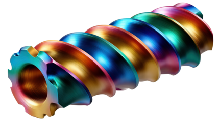 Colorful Screw: The mesmerizing and vibrant image of a metallic screw, featuring an array of colors across its surface, a symbol of meticulous design and artistic engineering.