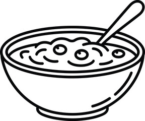 Cranberry Sauce Bowl Outline – Simple Line Art Vector Illustration