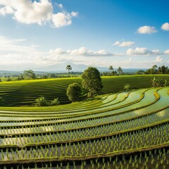 view of small rice plants