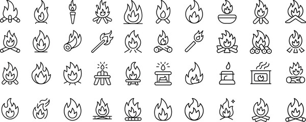 fire flame vector icon set, Bonfire icons, flaming elements,  vector illustration.