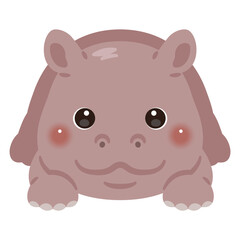 うつ伏せになったカバのイラスト